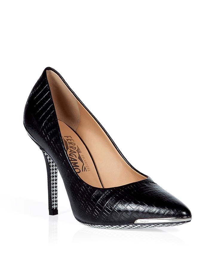 Black Lizard Embossed Pumps