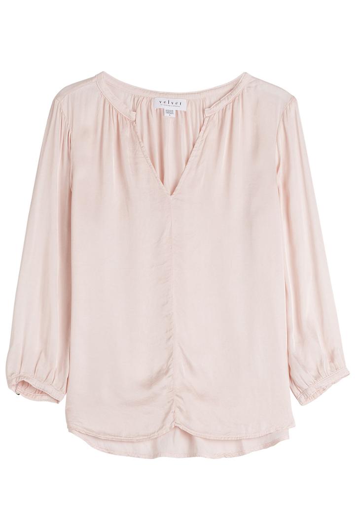 Velvet Velvet V-neck Blouse With Cotton - None