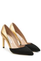 Diane Von Furstenberg Diane Von Furstenberg Metallic Leather And Suede Pumps - Black