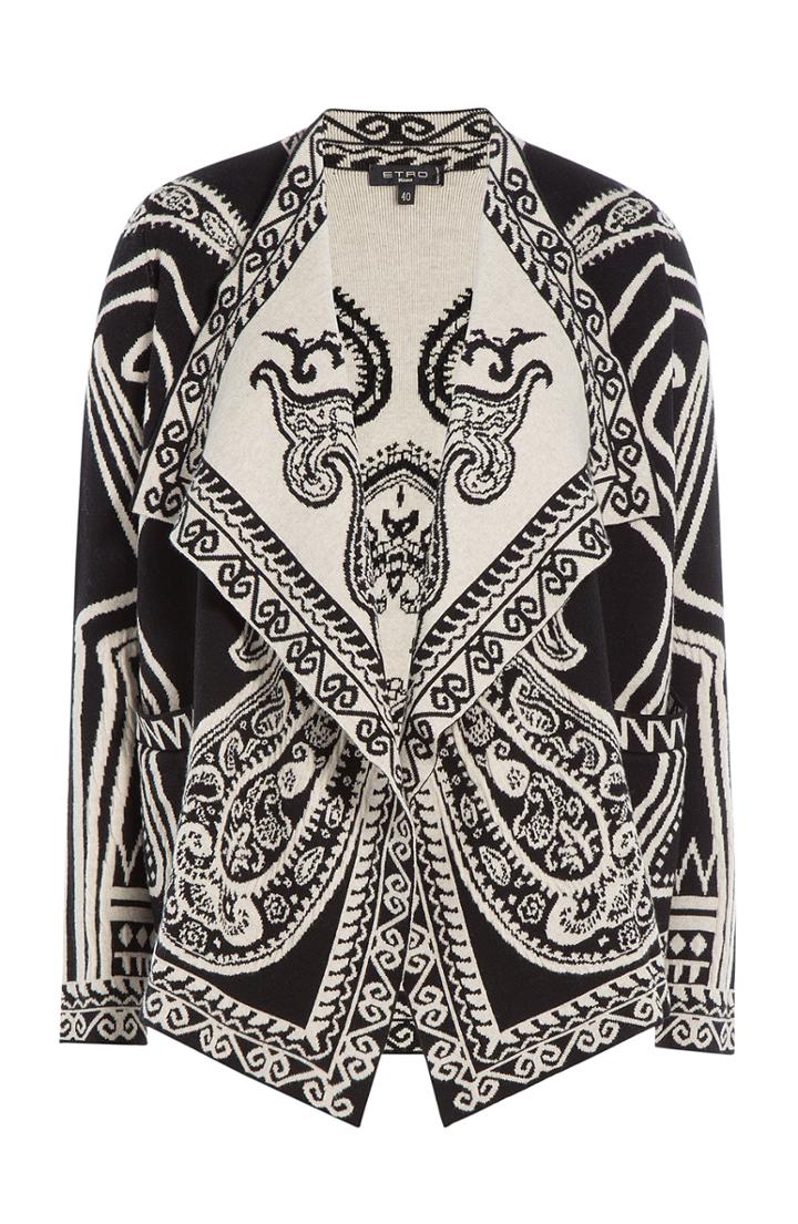 Etro Printed Wool Cape Cardigan