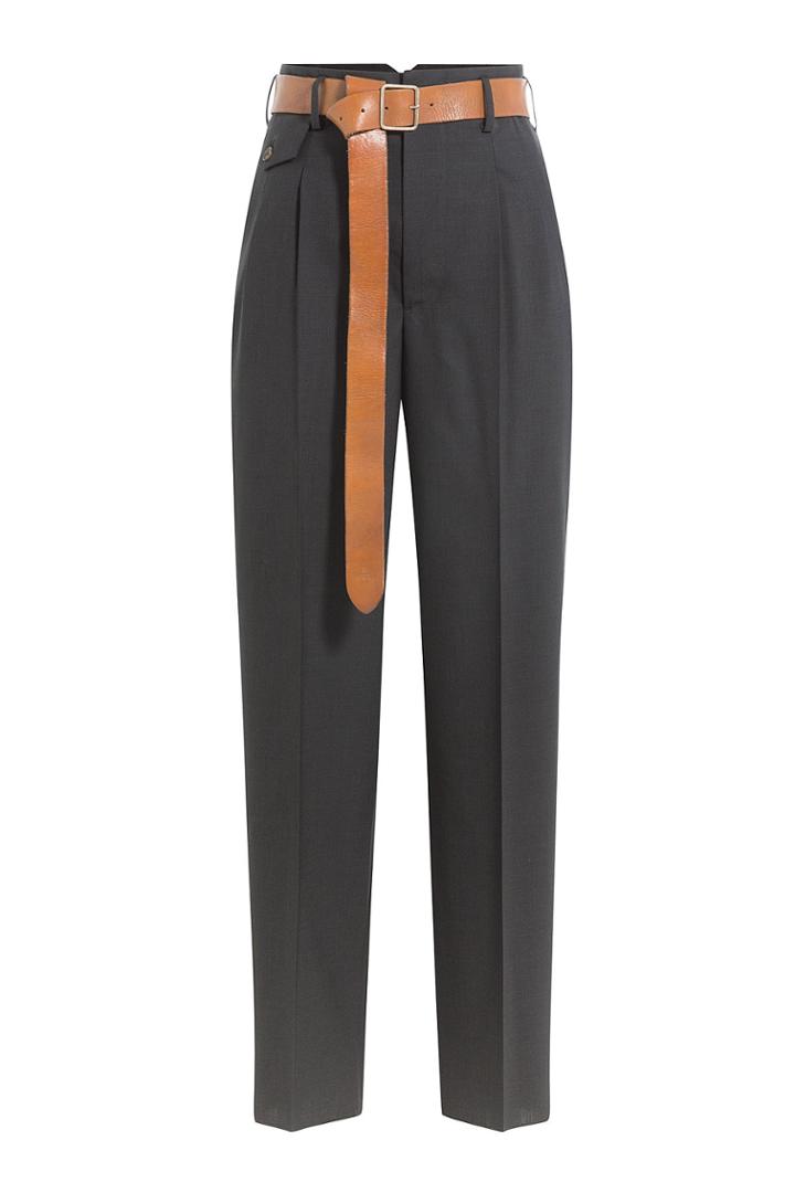 Golden Goose Golden Goose Wool Pants With Leather Belt - Grey
