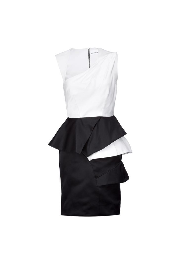 Prabal Gurung Prabal Gurung Black/white Satin Peplum Dress