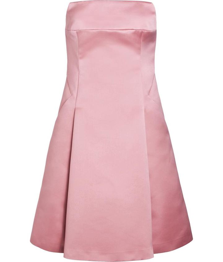 Jil Sander Navy Satin Strapless Dress