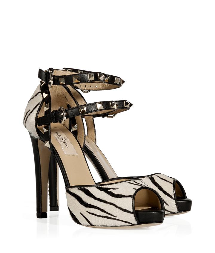 Valentino Zebra Patterned Rockstud Sandals