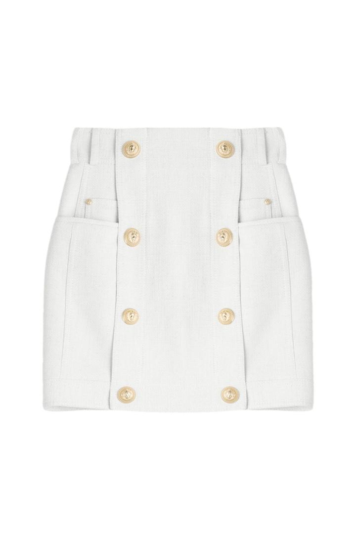 Balmain Balmain Skirt With Cotton And Linen - Beige