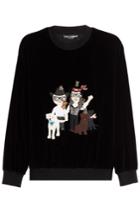 Dolce & Gabbana Dolce & Gabbana Velvet Sweatshirt With Applique - Black
