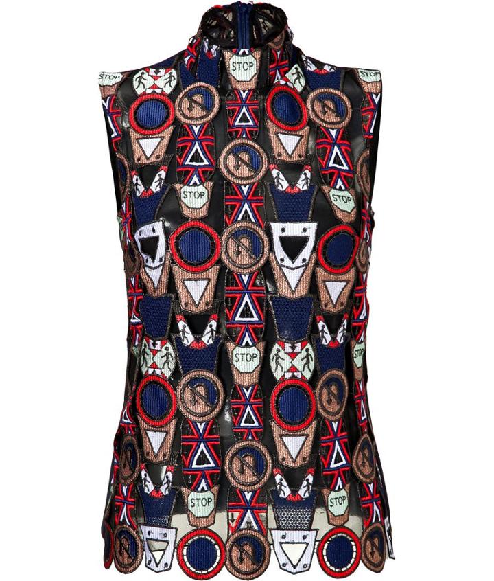 Mary Katrantzou Poppycon Sleeveless Lace Top