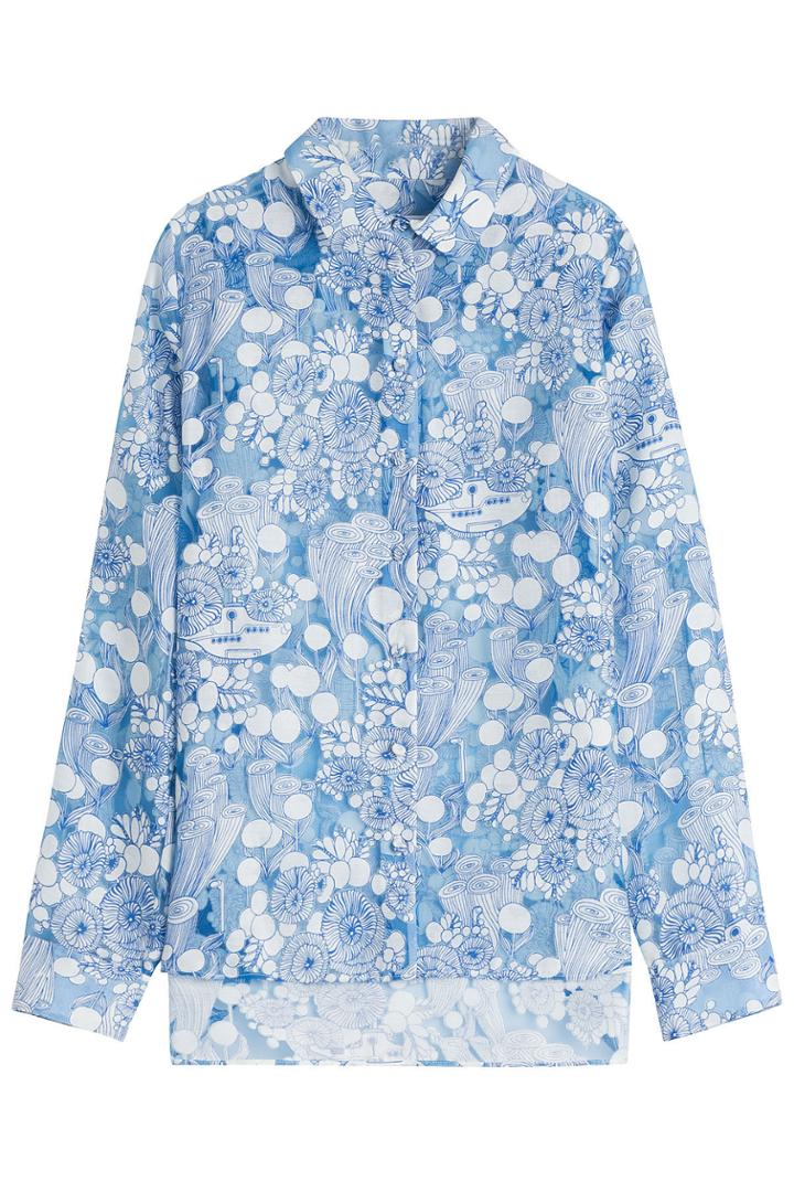 Carven Carven Printed Asymmetric Blouse With Sheer Inserts - Multicolored