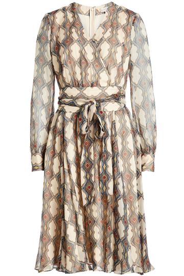 Dhela Dhela Printed Silk Dress With Metallic Thread