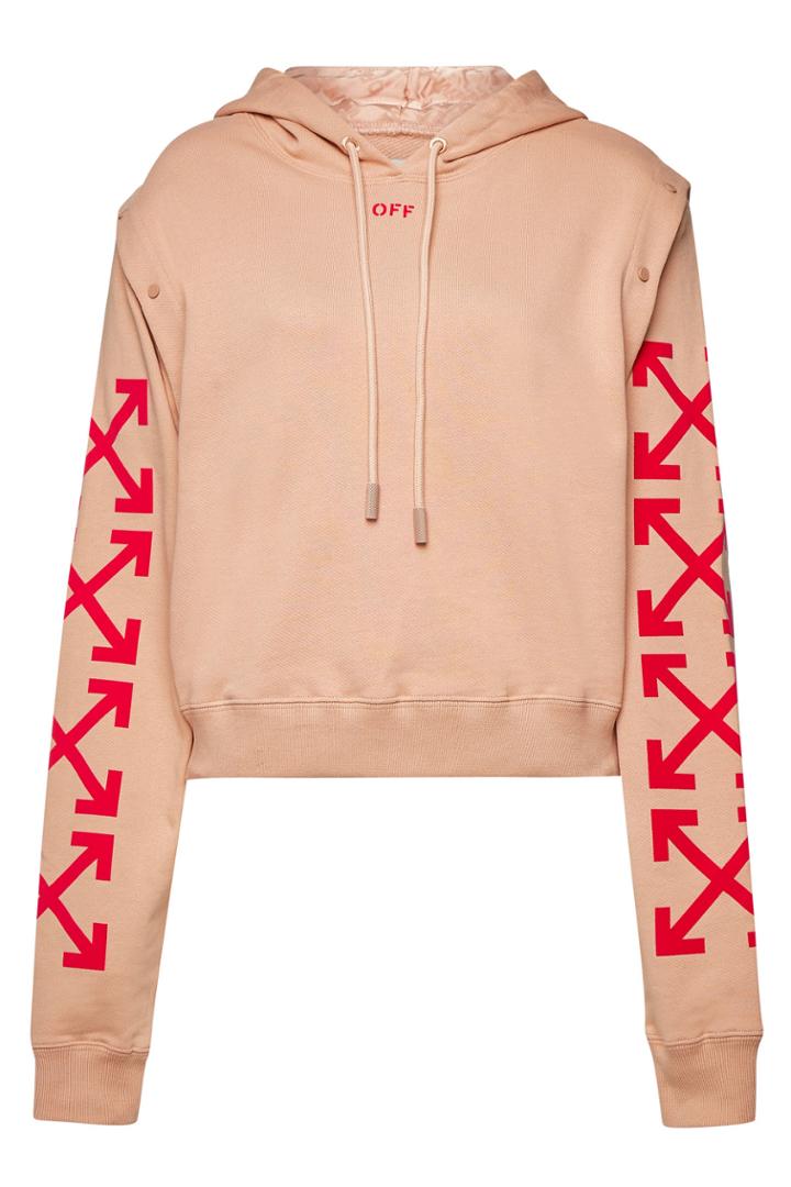 Off-white Off-white Embellished Cotton Sweatshirt With Hood