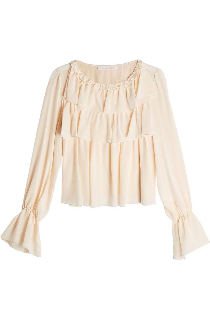 See By Chloé See By Chloé Silk Blouse With Flutter Details