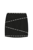 The Kooples The Kooples Linen-blend Mini-skirt With Studs - Black