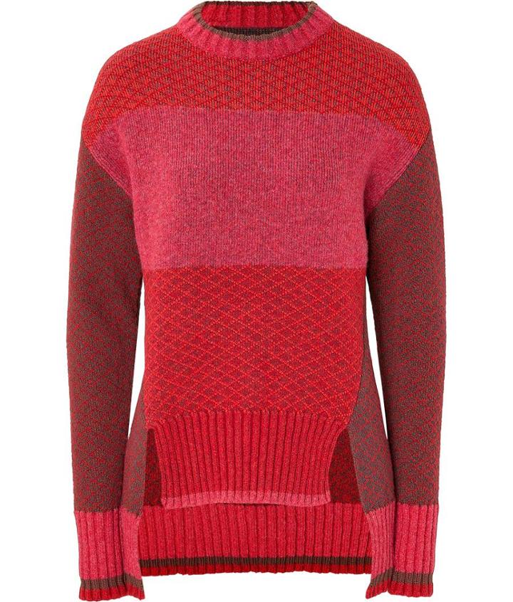 Prabal Gurung Wool-cotton Colorblock Pullover In Bordeaux