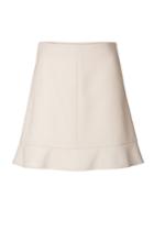 Chloé Chloé Stretch Wool Skirt With Ruffled Hem In Ecru