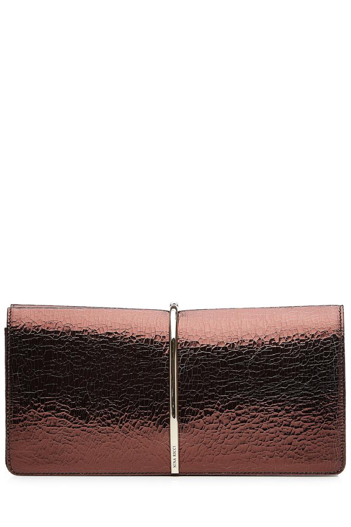 Nina Ricci Nina Ricci Textured Leather Clutch - Brown