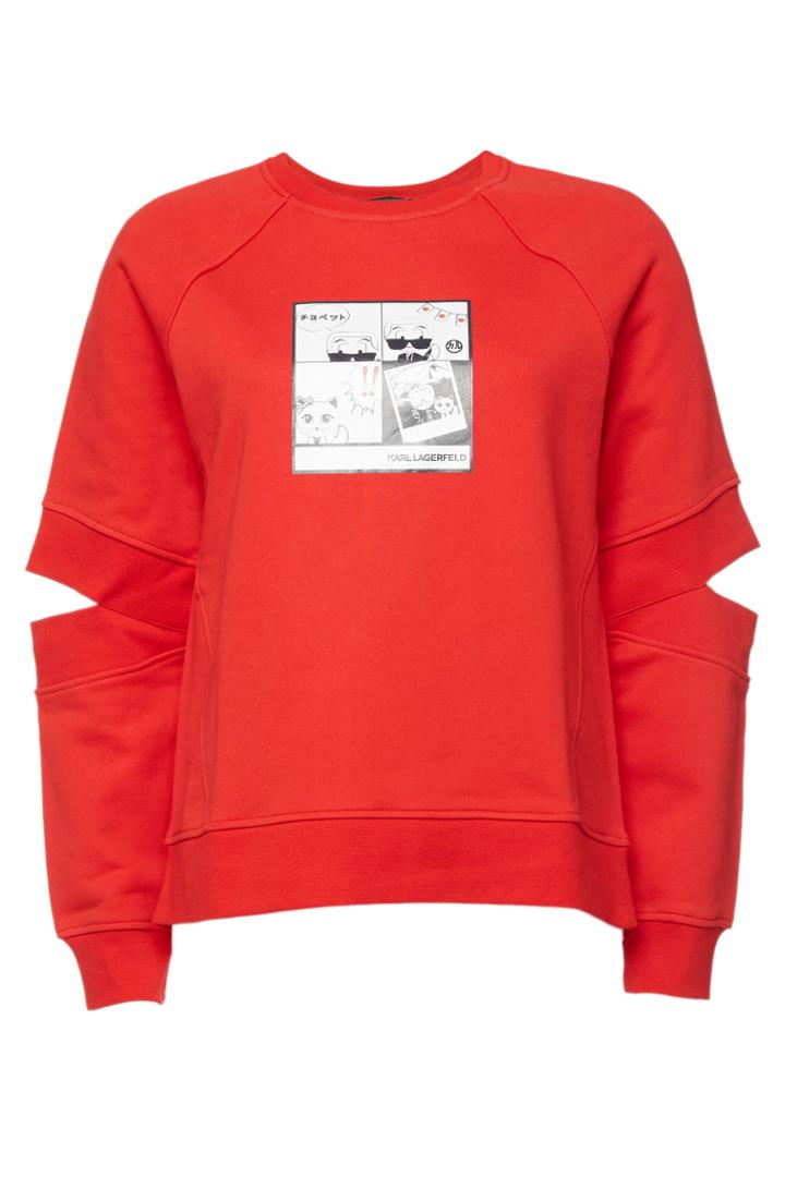 Karl Lagerfeld Karl Lagerfeld Printed Cotton Sweatshirt With Cut-out Detail
