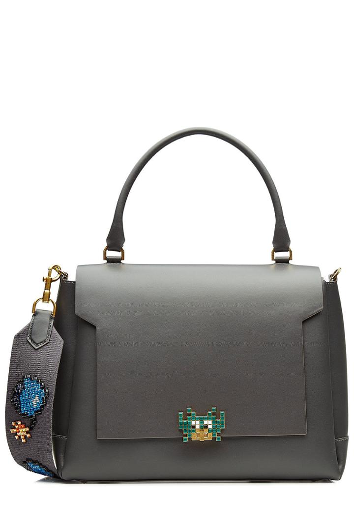 Anya Hindmarch Anya Hindmarch Space Invaders Bathurst Leather Tote - Blue