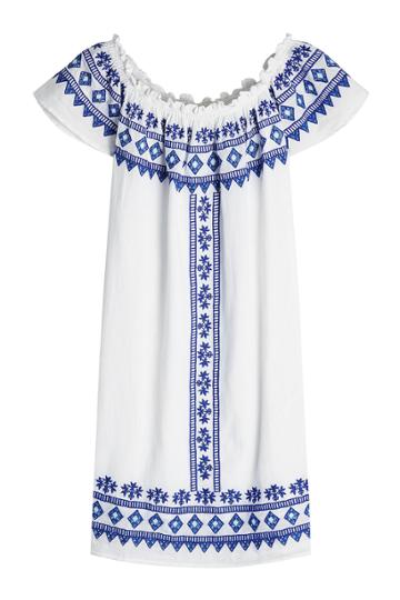 Christophe Sauvat Christophe Sauvat Embroidered Cotton Off-shoulder Dress