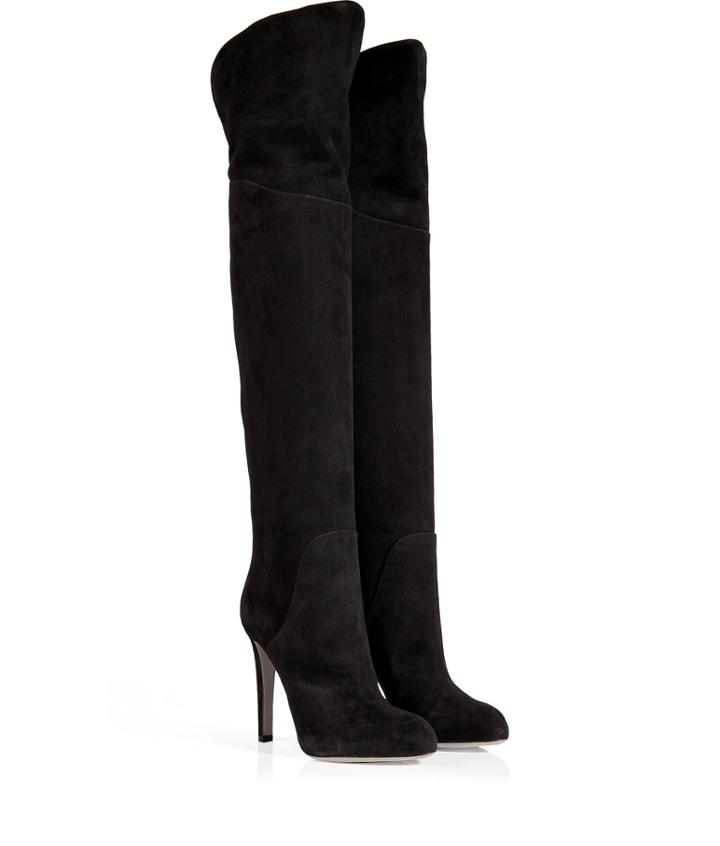 Sergio Rossi Suede Over-the-knee Boots In Black