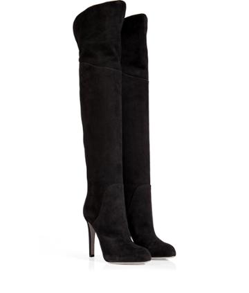 Sergio Rossi Suede Over-the-knee Boots In Black