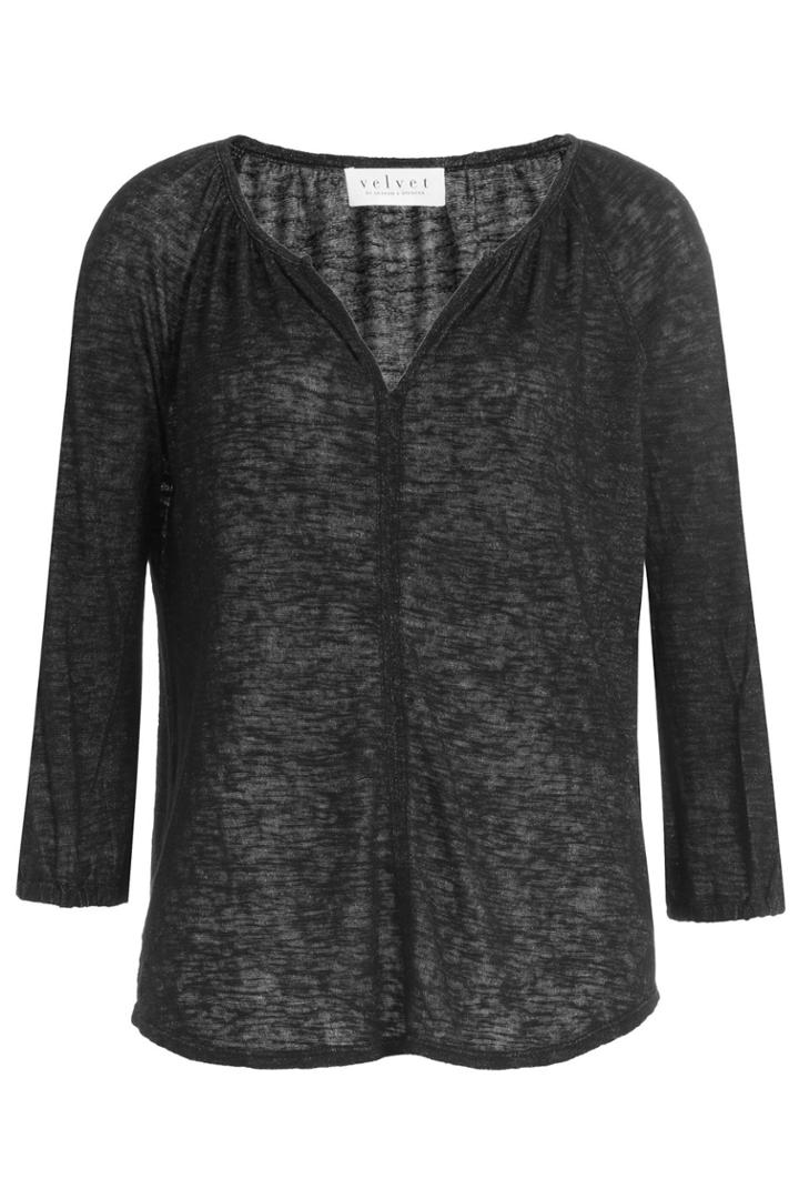 Velvet Velvet Sheer Slubbed Top - Black