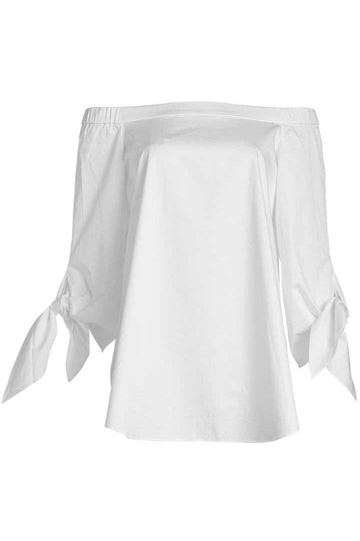 Tibi Tibi Cotton Off-shoulder Top With Bow Sleeves