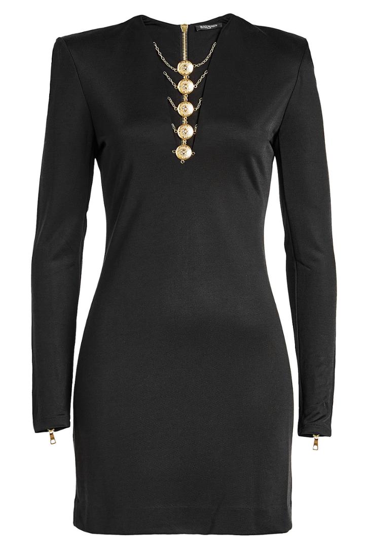 Balmain Balmain Mini Dress With Zipped Cuffs