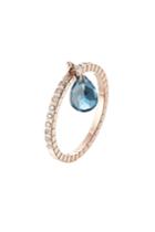 Diane Kordas Diane Kordas 18kt Rose Gold Ring With White Diamonds And Blue Topaz