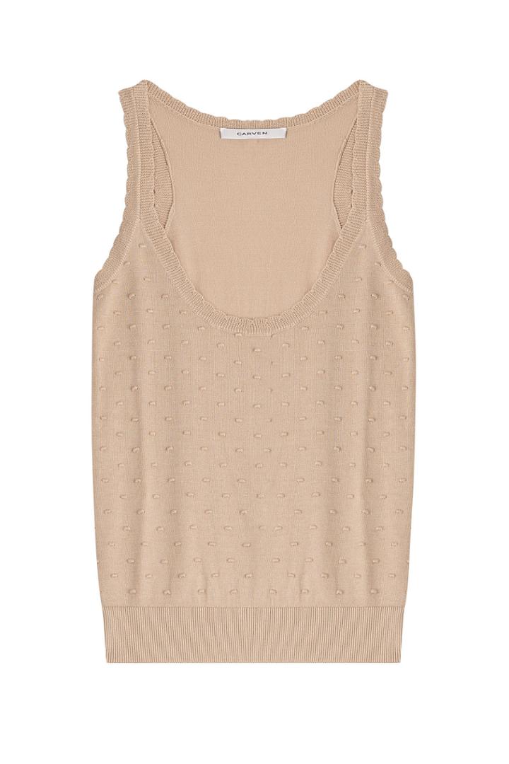 Carven Carven Textured Sleevess Top With Cotton - Beige