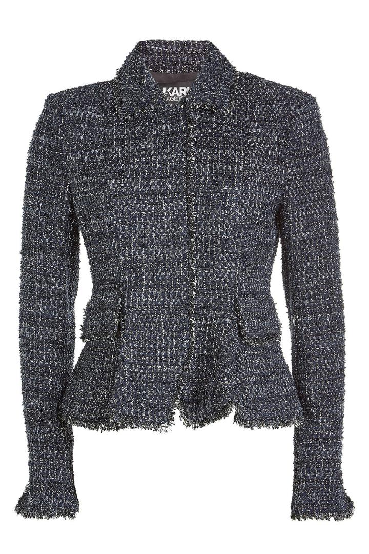 Karl Lagerfeld Karl Lagerfeld Fringed Sparkle Boucle Jaket