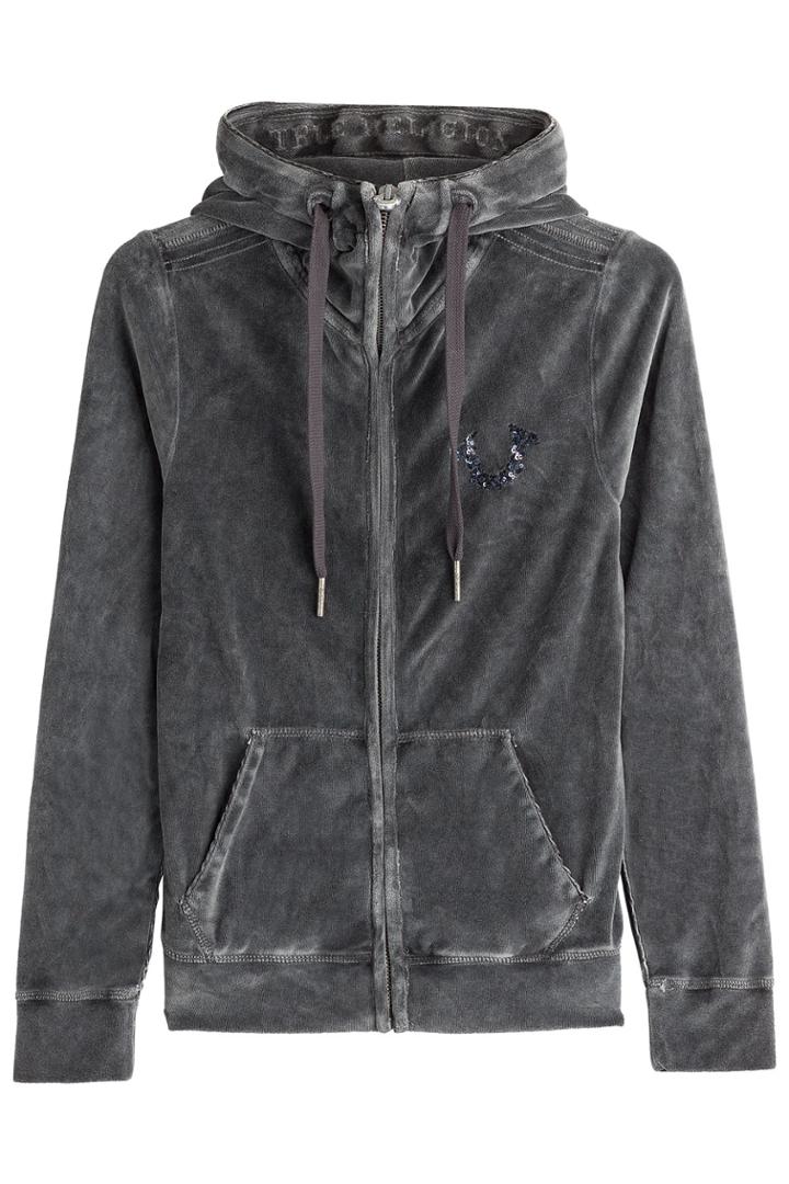 True Religion True Religion Velvet Hoody With Sequins - Grey