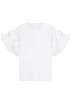 Victoria, Victoria Beckham Victoria, Victoria Beckham Cotton Top With Ruffled Sleeves - White