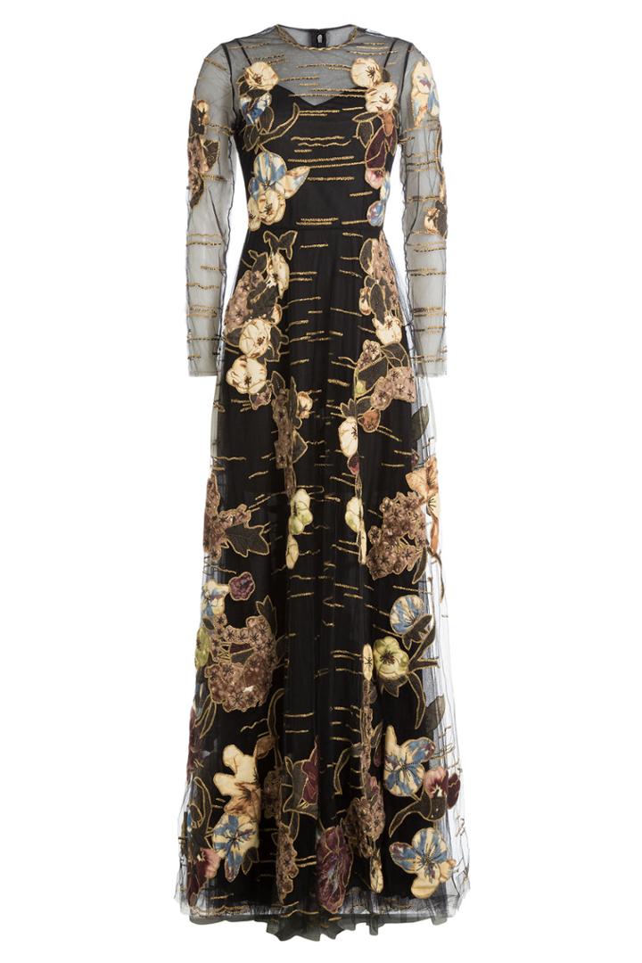 Valentino Valentino Kimono 1997 Hand Embroidered Tulle Gown - Multicolor