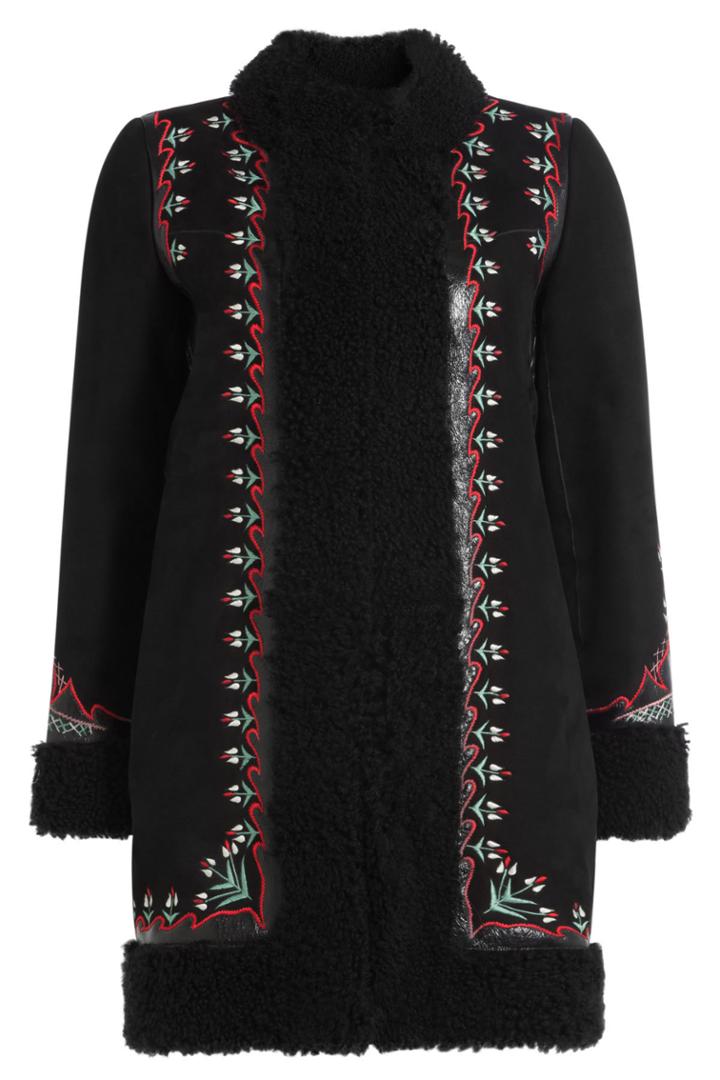 Vilshenko Vilshenko Embroidered Leather And Shearling Coat