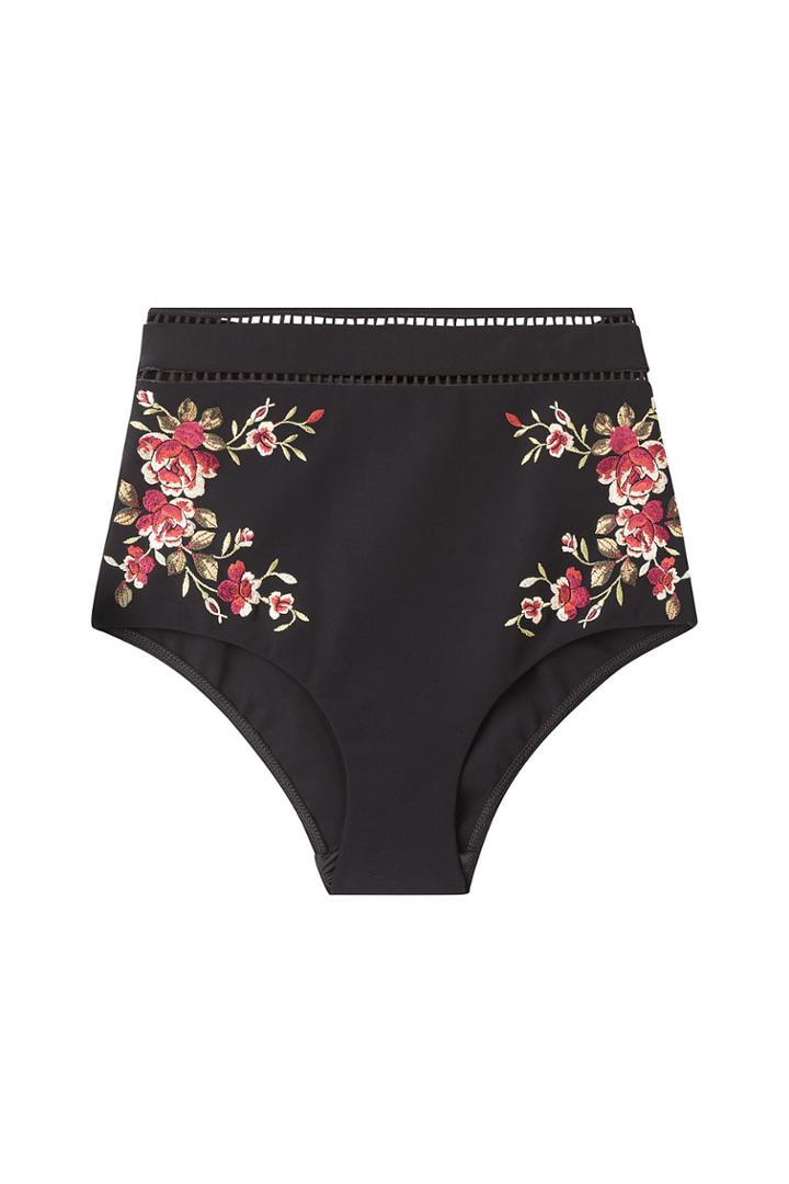 Zimmermann Zimmermann Embroidered Bikini Bottoms With Cut-out Detail - Black