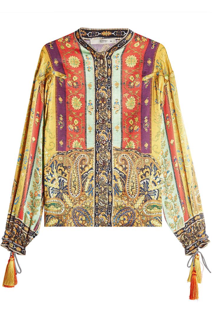 Etro Etro Printed Silk Blouse With Tassels