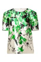 Prabal Gurung Prabal Gurung Silk-cotton Sculpted Shoulder Top In Green/white