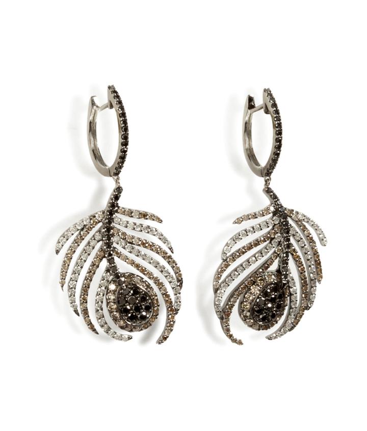 Nikos Koulis Black Rhodium/diamond Paradise Peacock Earrings