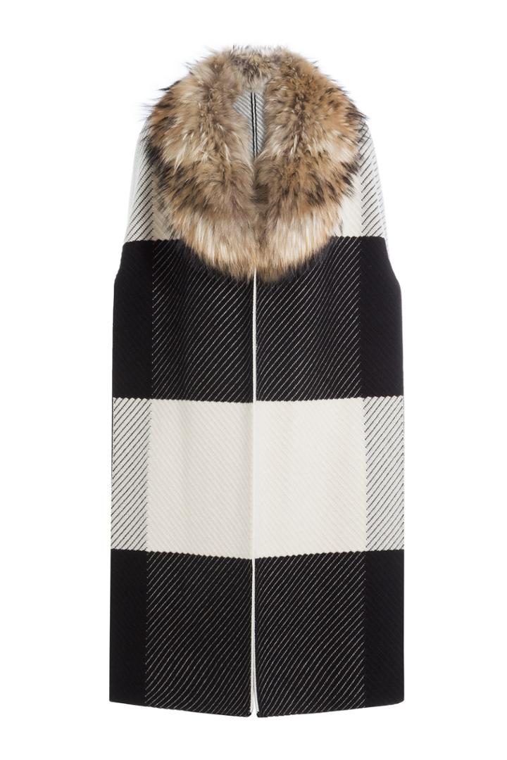 Burberry London Burberry London Cashmere-wool Cape With Fur-trimmed Collar - Multicolored