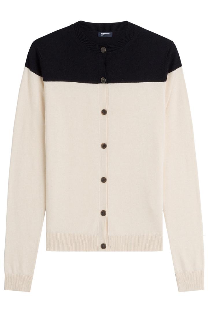 Jil Sander Navy Jil Sander Navy Two-tone Silk Cardigan With Cashmere - White