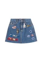 Marc Jacobs Marc Jacobs High-waisted Denim Skirt With Embellished Patches