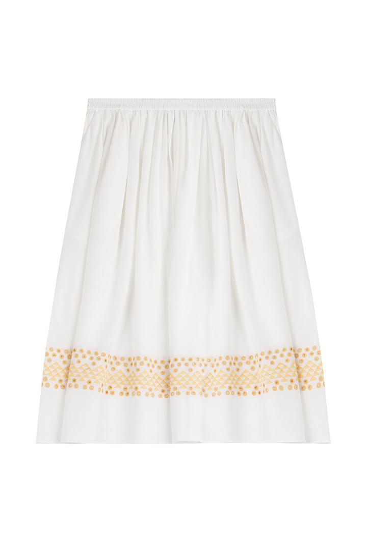 Vanessa Bruno Vanessa Bruno Silk Skirt With Eyelet Embroidery - Brown