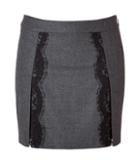 Roberto Cavalli Stretch Wool Mini-skirt With Lace In Dark Heather Grey