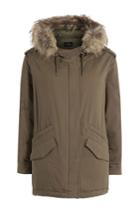 The Kooples The Kooples Cotton Parka With Fur-trimmed Hood - Green