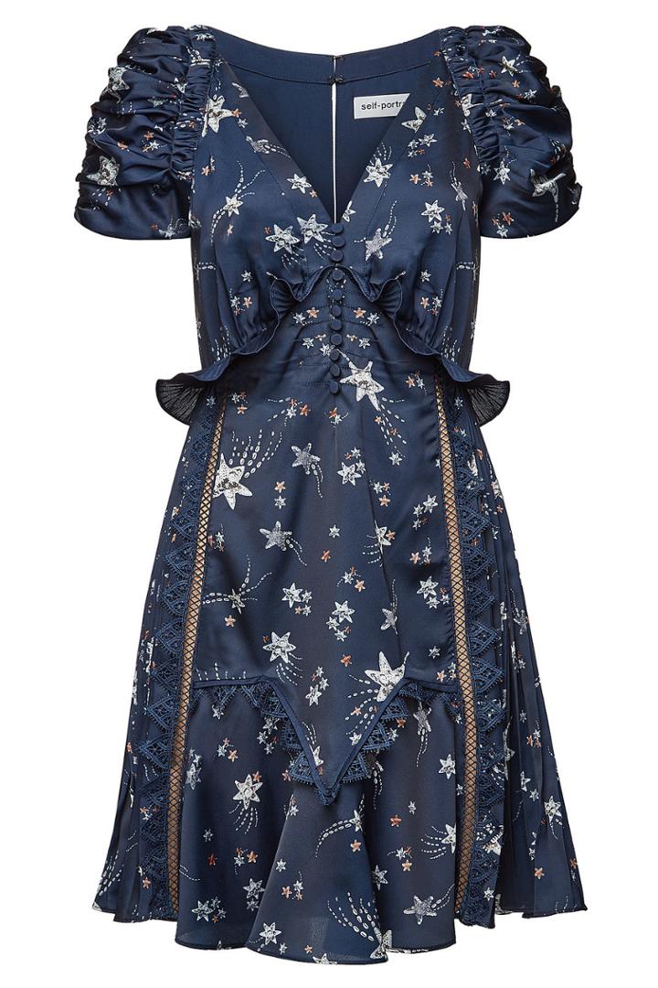 Self-portrait Self-portrait Printed Satin Mini Dress