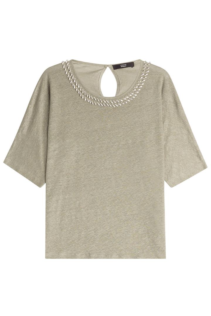 Steffen Schraut Steffen Schraut Embellished Linen Top - Green