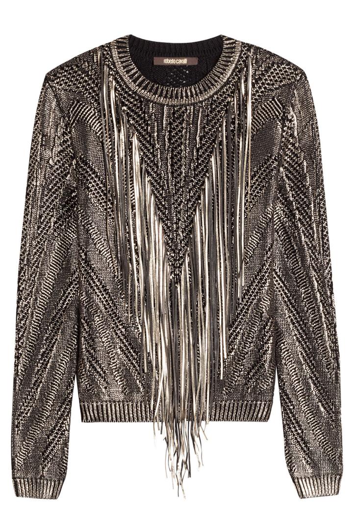 Roberto Cavalli Roberto Cavalli Cotton Pullover With Leather Tassels