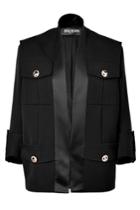 Balmain Balmain Black 3/4 Sleeve Wool-blend Open Jacket
