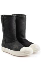 Rick Owens Men Rick Owens Men Coated Leather Ankle Boots - Black