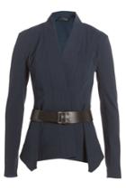 Donna Karan Donna Karan Linen Jersey Blazer With Leather Belt